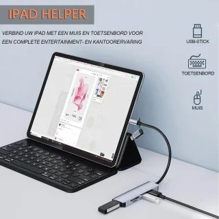 Gloovon USB C Hub 5-in-1 Blauw Titanium