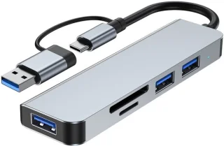 Gloovon USB C Hub 5-in-1 Blauw Titanium