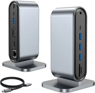Gloovon USB-C Hub Dockingstation 12-in-1 Blauw Titanium