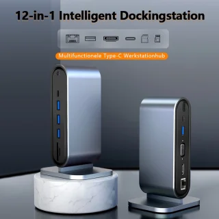 Gloovon USB-C Hub Dockingstation 12-in-1 Blauw Titanium