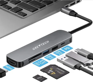 GREYTECH 6-in-1 USB-C Hub Docking Station Spacegrijs