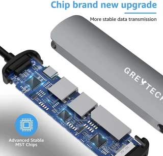 GREYTECH 6-in-1 USB-C Hub Docking Station Spacegrijs