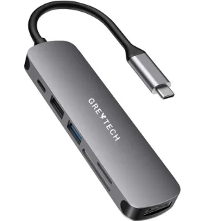 GREYTECH 6-in-1 USB-C Hub Docking Station Spacegrijs