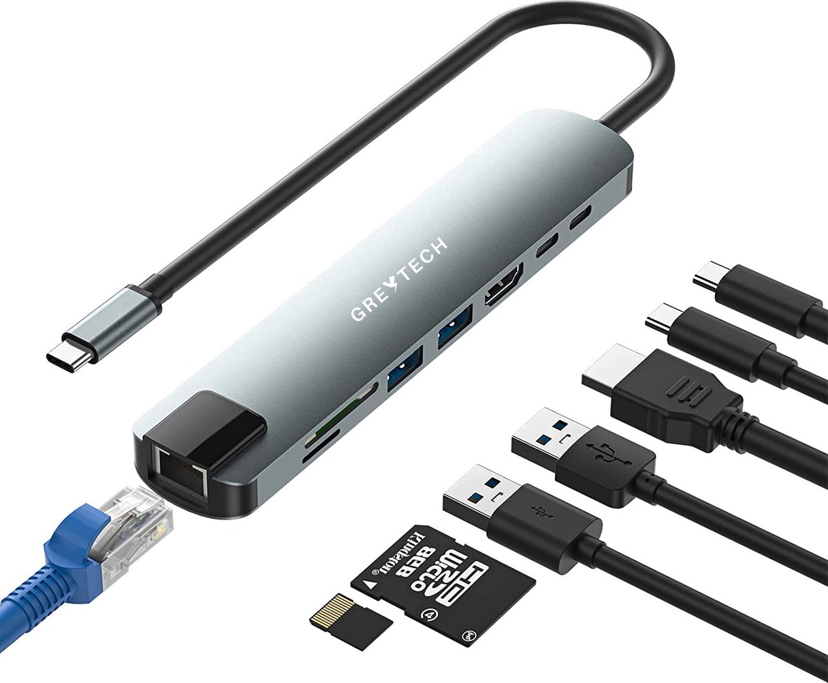 GREYTECH USB C Docking Station 8-in-1 Spacegrey