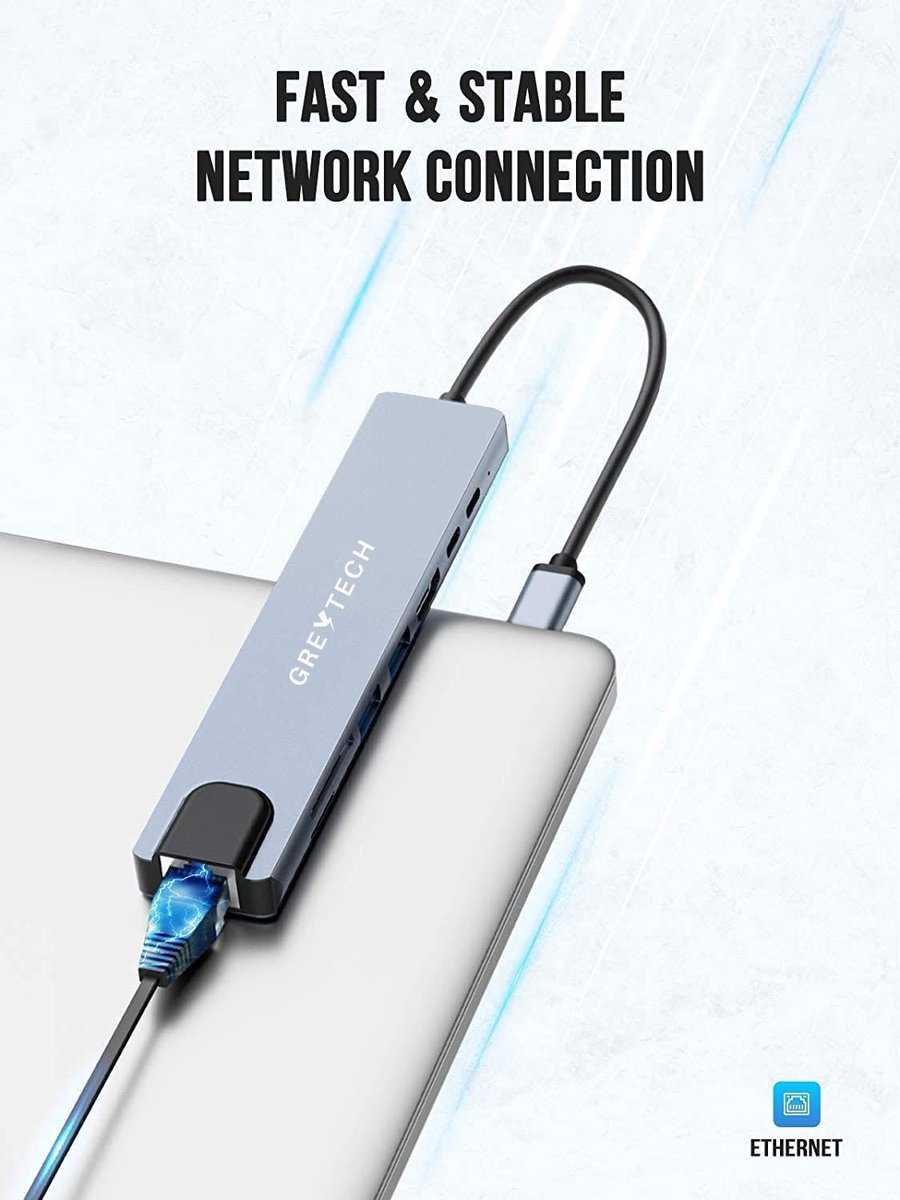 GREYTECH USB C HUB 8-in-1 Spacegrijs