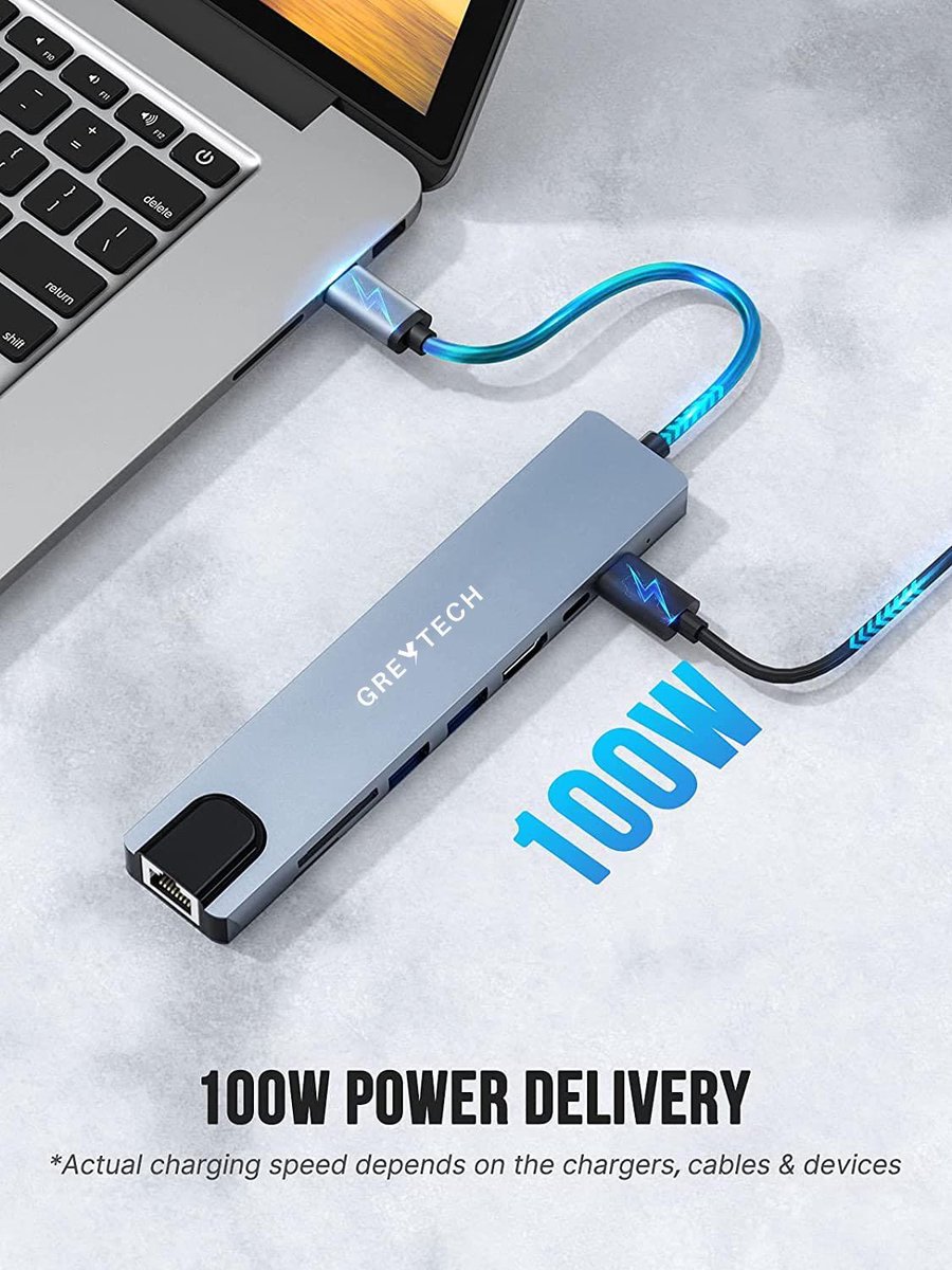 GREYTECH USB C HUB 8-in-1 Spacegrijs