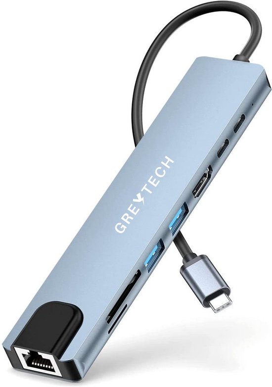 GREYTECH USB C HUB 8-in-1 Spacegrijs