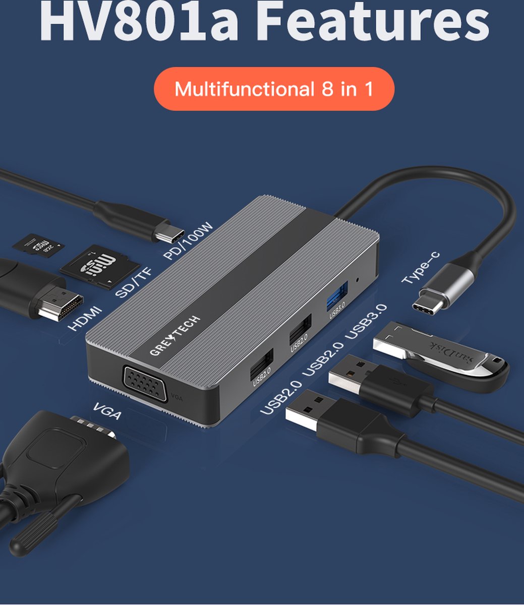 Greytech USB-C Laptop Docking Station SpaceGray