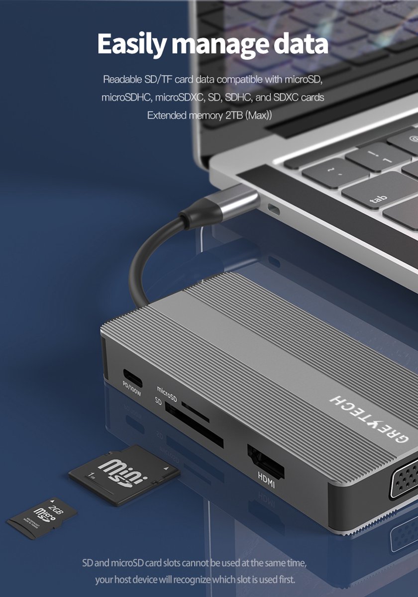 Greytech USB-C Laptop Docking Station SpaceGray