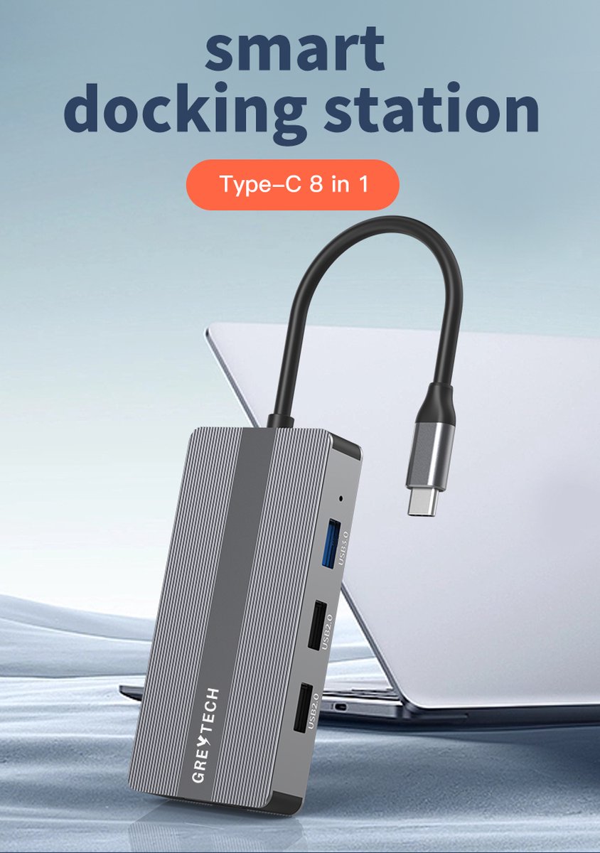 Greytech USB-C Laptop Docking Station SpaceGray