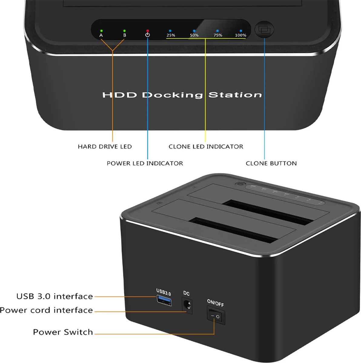 Wat vinden we goed aan de HDD Docking Station USB 3.0 voor 2.5/3.5 SATA Schijven Zwart