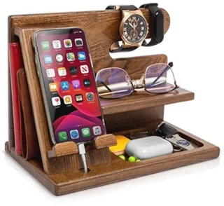 Houten docking station en sleutelhanger organizer