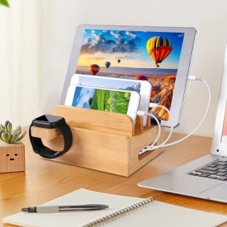 Houten docking station multicolor