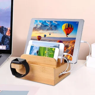 Houten docking station multicolor