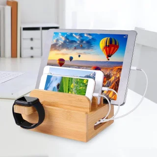 Houten docking station multicolor