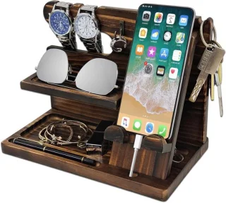 Houten Docking Station Nachtkastje - Bruin