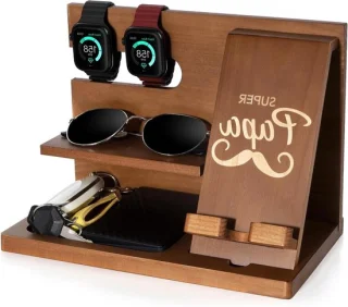 Houten dockingstation nachtkast organizer