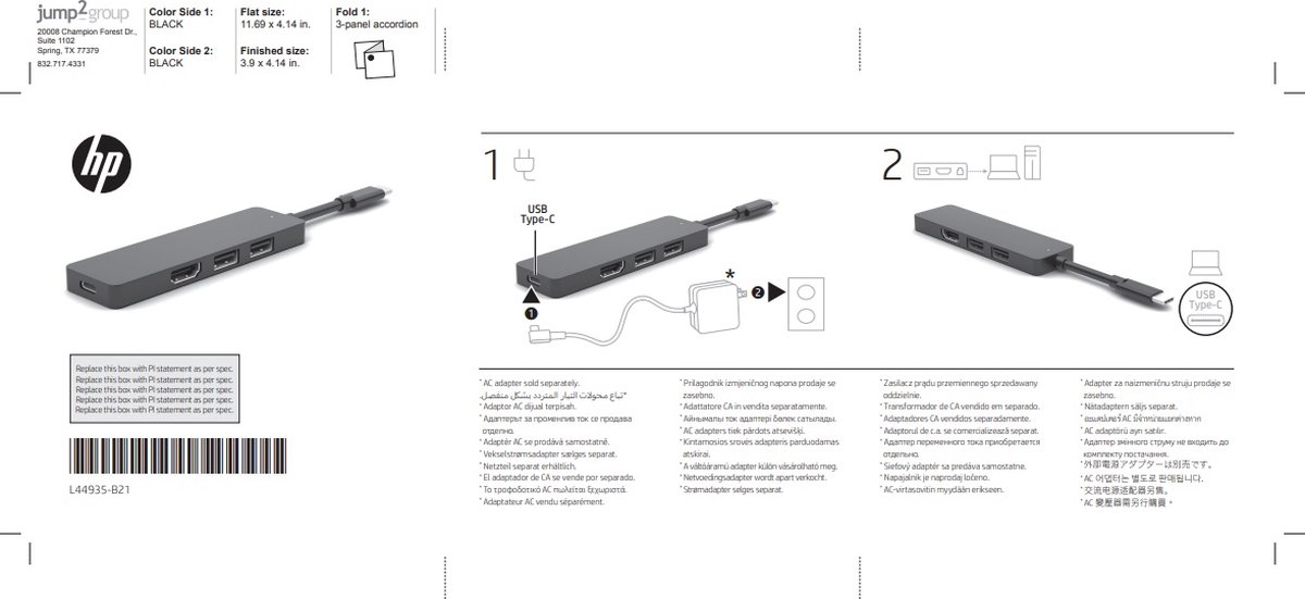 HP Elite USB-C Hub 90W met USB-A en HDMI
