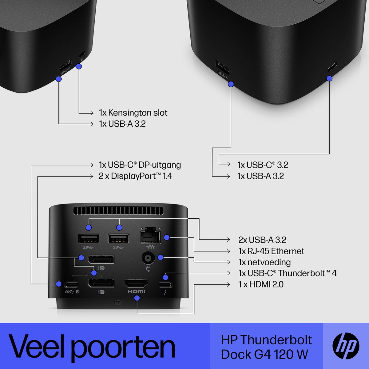 HP G4 Laptop Docking Station Thunderbolt USB-C 120W