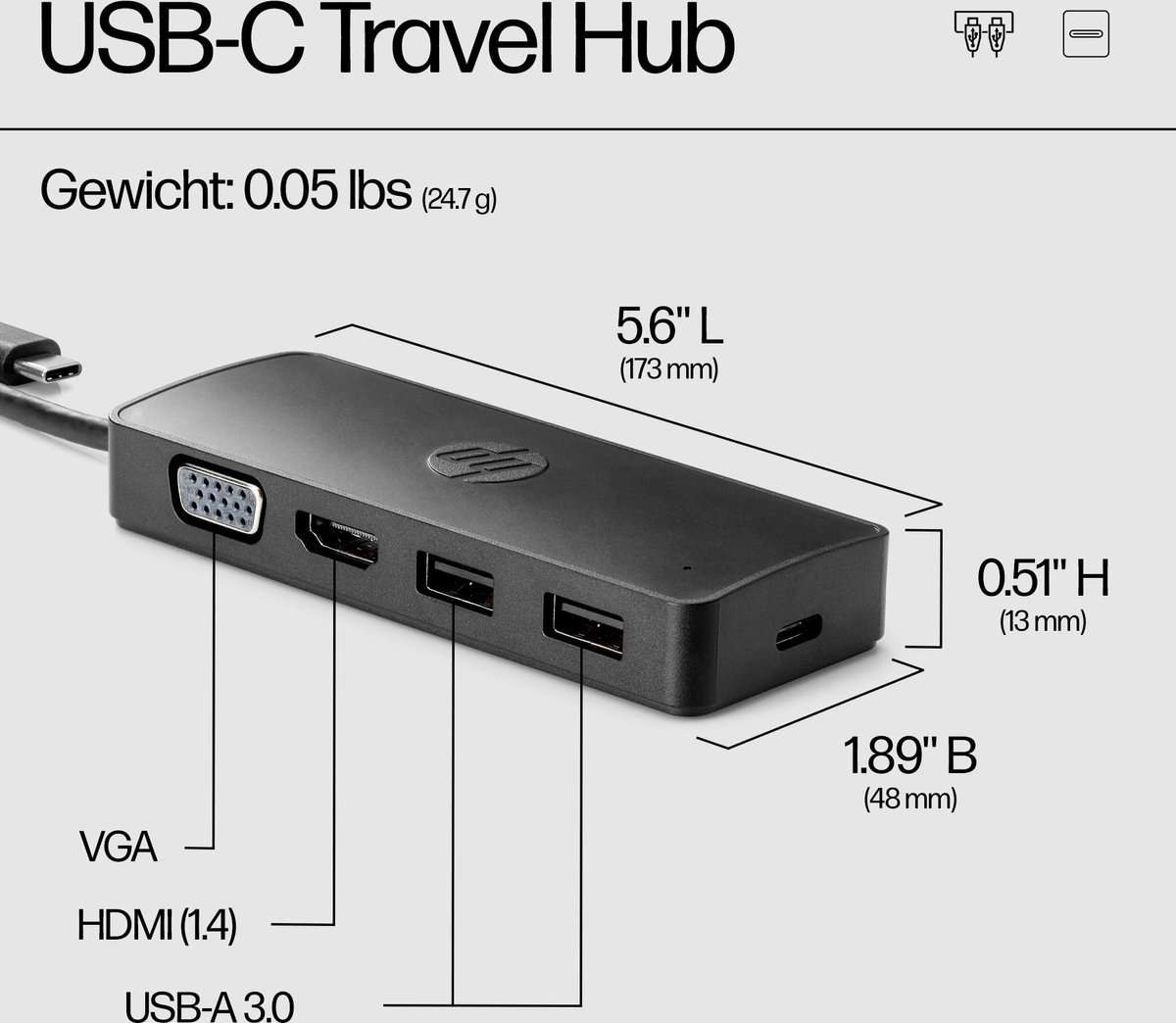 HP Travel Hub dockingstation zwart