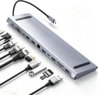 Hub docking station - type c adapter - grijs