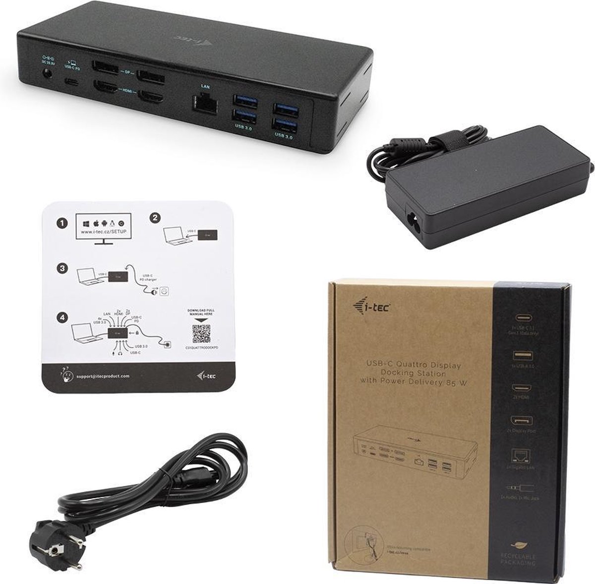 i-Tec C31QUATTRODOCKPD USB Hub Black