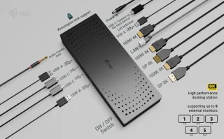 i-tec CA5MONITORDOCKPDIT USB-C Dockingstation Zwart