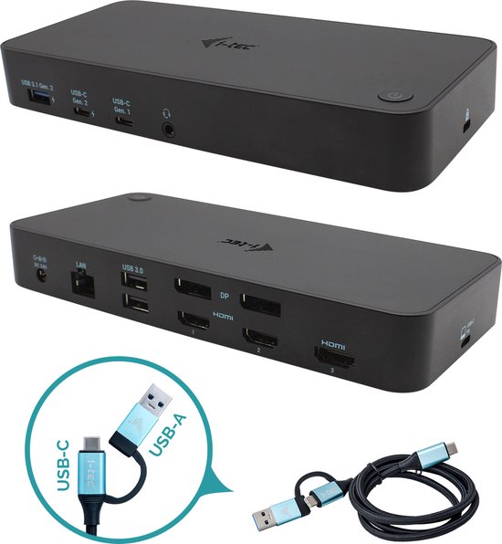 i-tec CATRIPLEDOCKPDPROIT USB-C Laptop Dock Zwart
