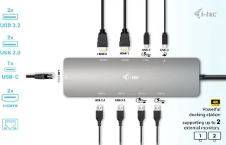 i-tec Metal USB-C Nano Dual Display Docking Station