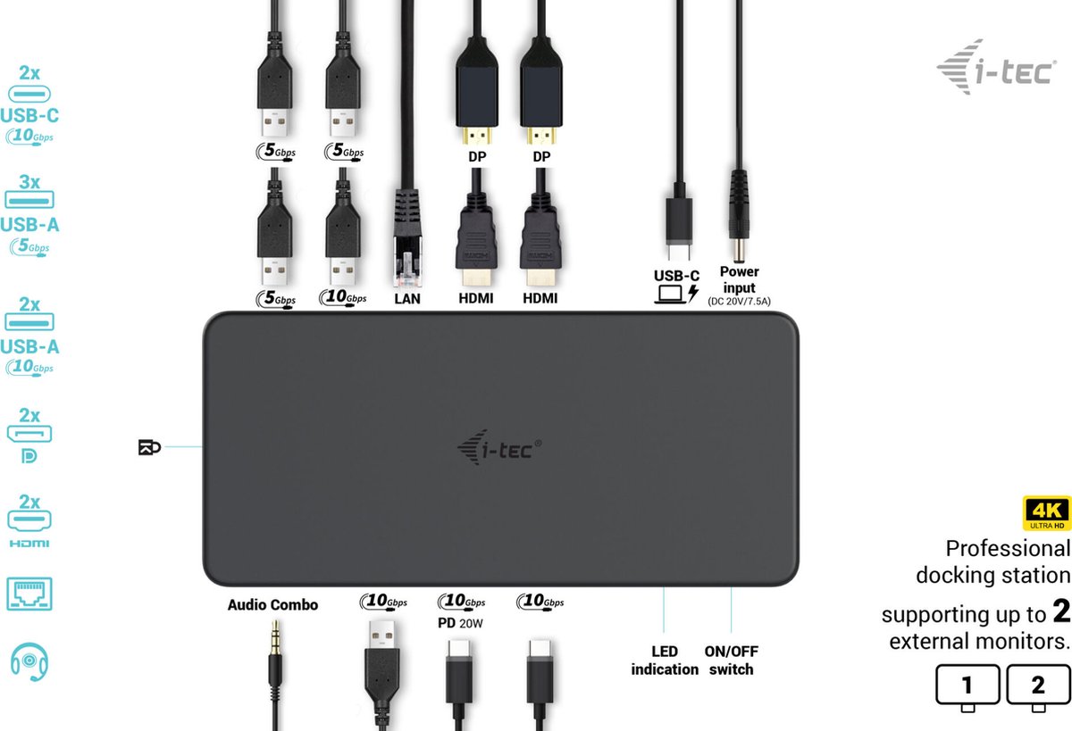 I-Tec Universal Docking Station 2x HDMI 2x DP
