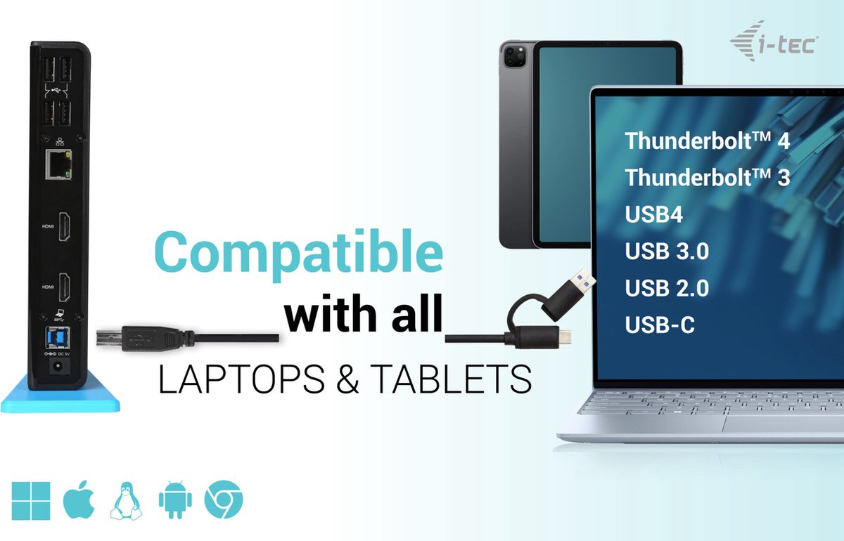 I-Tec Universeel USB-C Docking Station 6x USB HDMI Ethernet