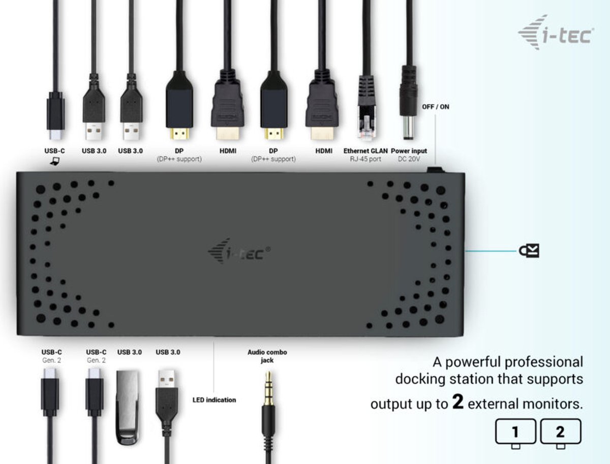 i-tec Universeel USB-C Docking Station met HDMI, DisplayPort en Ethernet