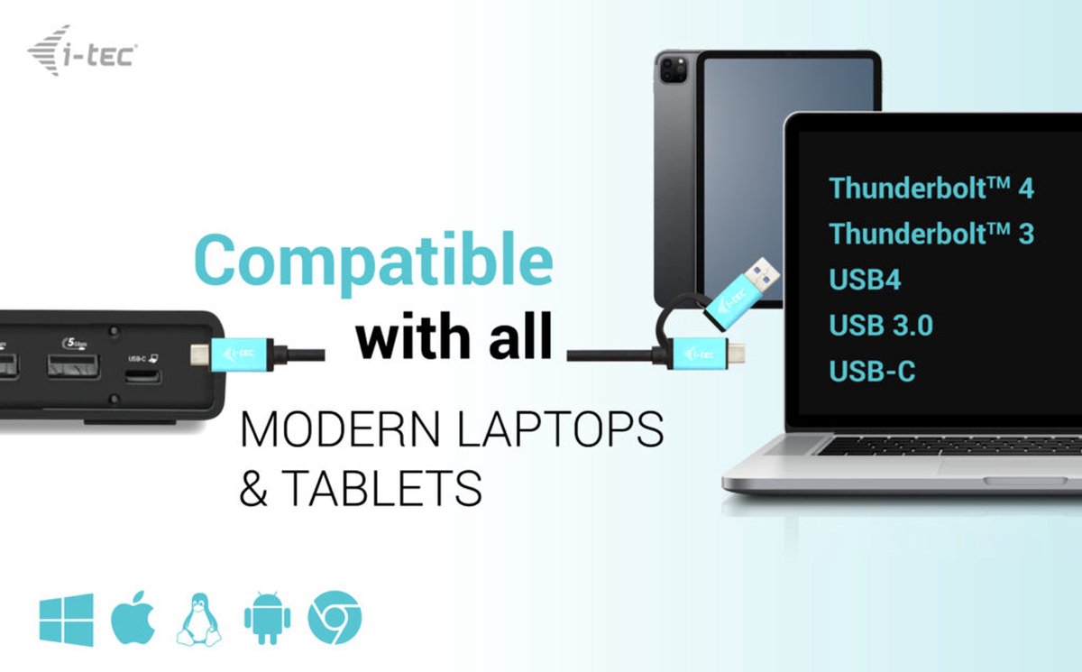 i-tec Universeel USB-C Docking Station met HDMI, DisplayPort en Ethernet