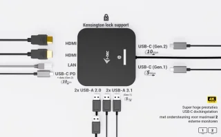 i-tec USB-C Dual HDMI Docking Station & Universal Charger