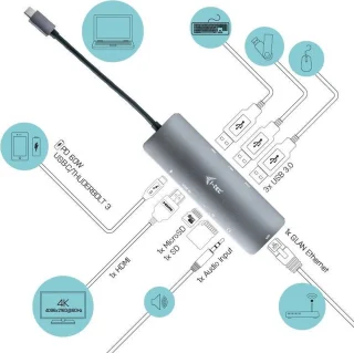 i-tec USB-C Metal Nano Dock HDMI USB Ethernet Audio USB-C Opladen