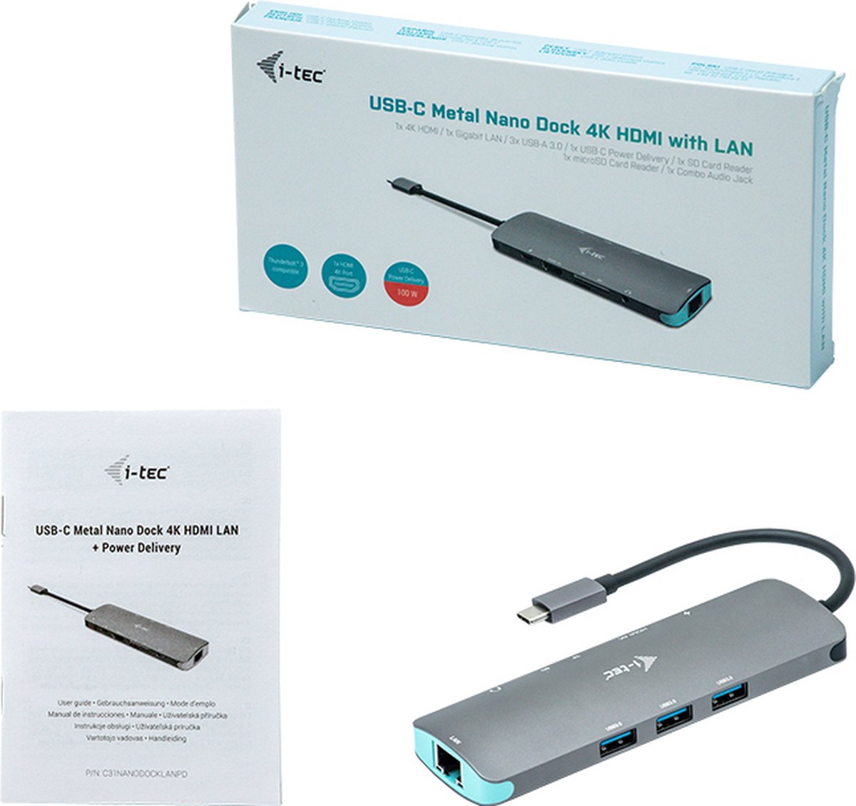 i-tec USB-C Metal Nano Dock HDMI USB Ethernet Audio USB-C Opladen