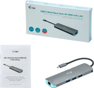 i-tec USB-C Metal Nano Dock HDMI USB Ethernet Audio USB-C Opladen