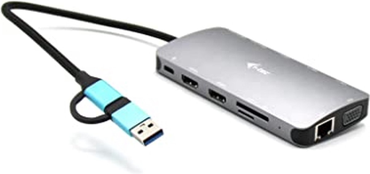 i-Tec USB-C Nano Dock 2x HDMI VGA Ethernet USB-A Kaartlezer USB-C Poort