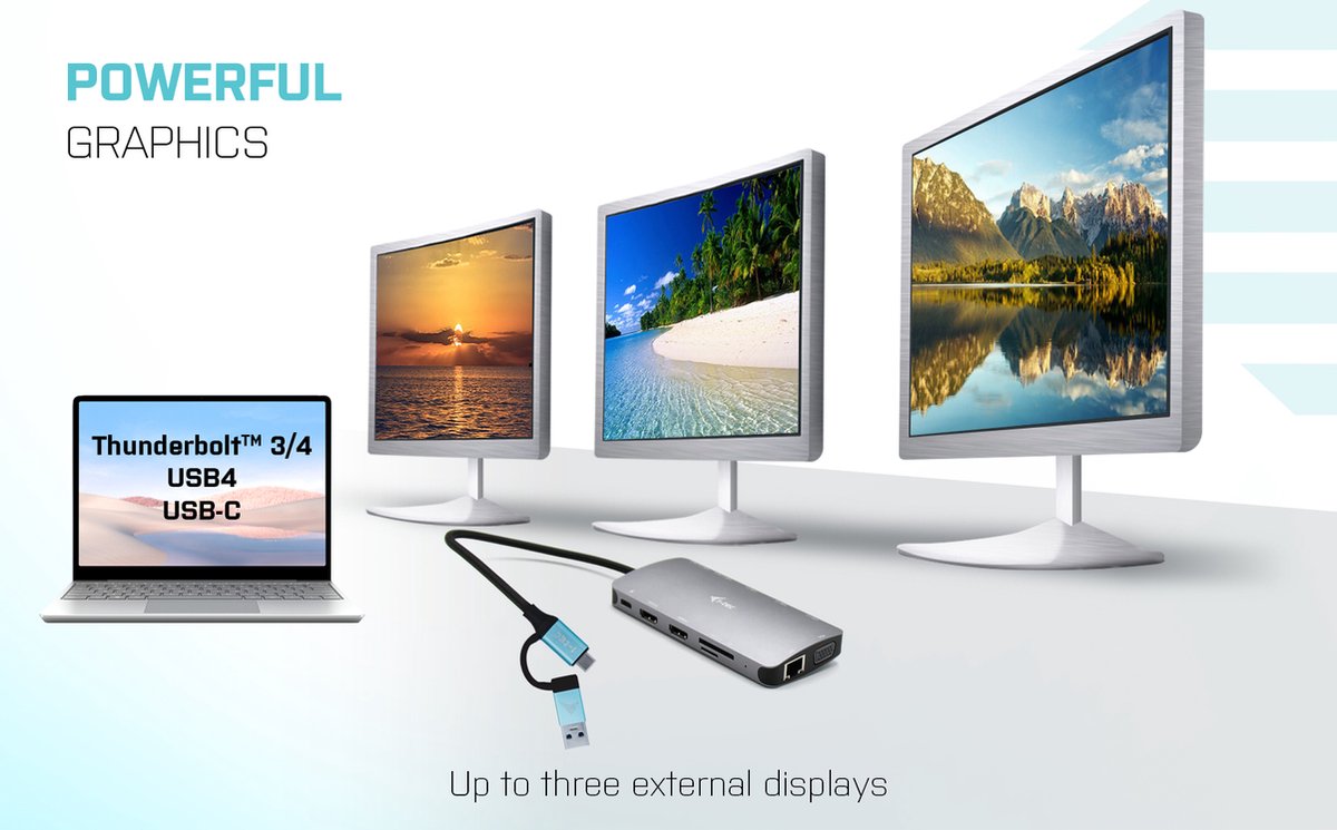 i-Tec USB-C Nano Dock 2x HDMI VGA Ethernet USB-A Kaartlezer USB-C Poort
