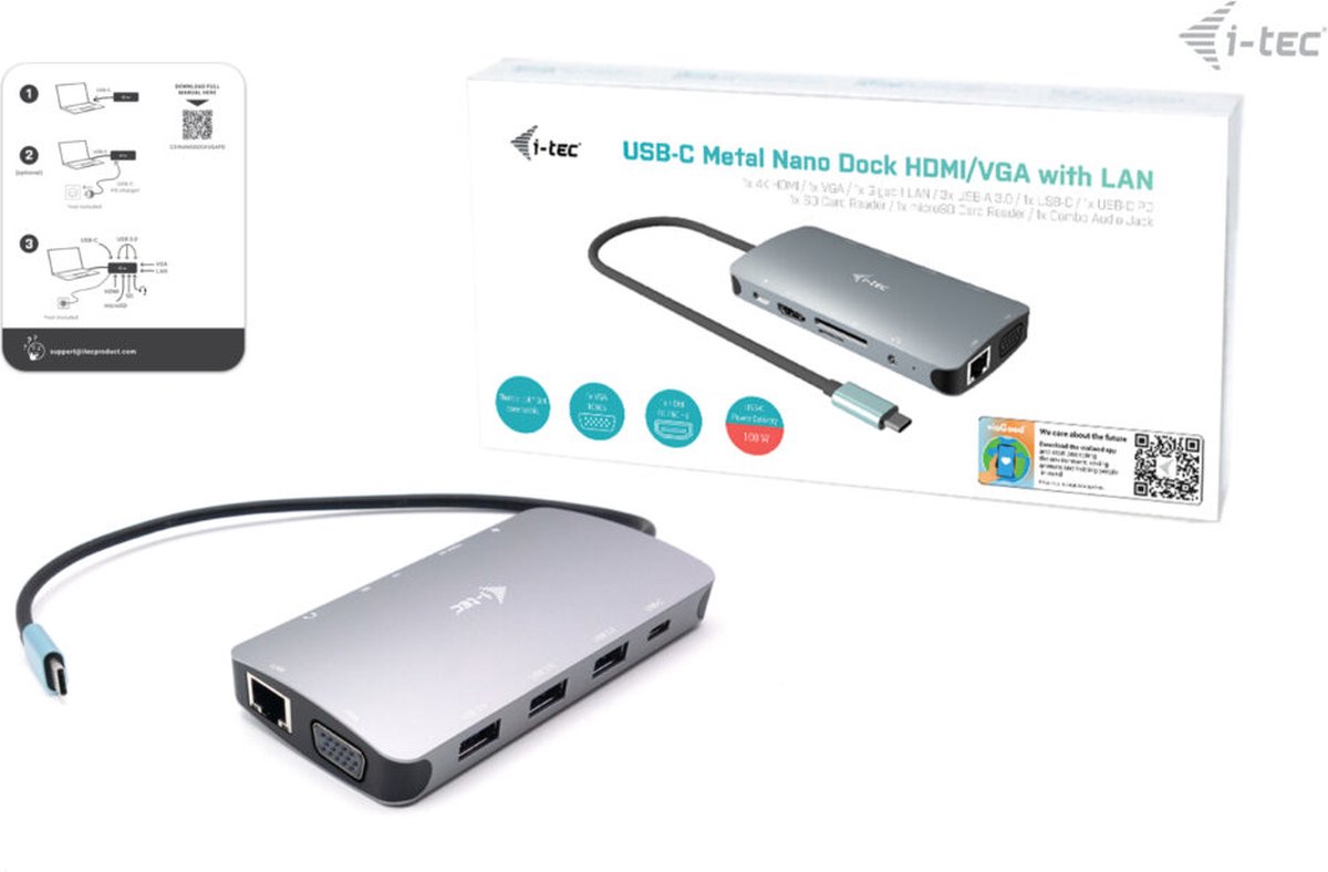 Wat vinden we goed aan de i-tec USB-C Travel Nano Dock HDMI VGA Ethernet USB-A Audio USB-C PD