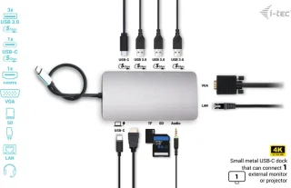i-tec USB-C Travel Nano Dock HDMI VGA Ethernet USB-A Audio USB-C PD