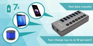 i-tec USB Hub 7 poorten met Power Adapter 36W