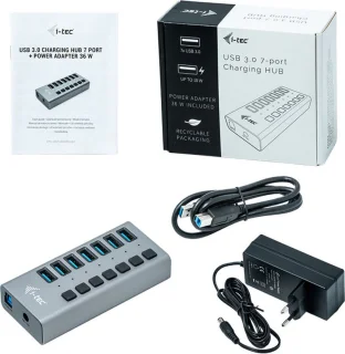 i-tec USB Hub 7 poorten met Power Adapter 36W
