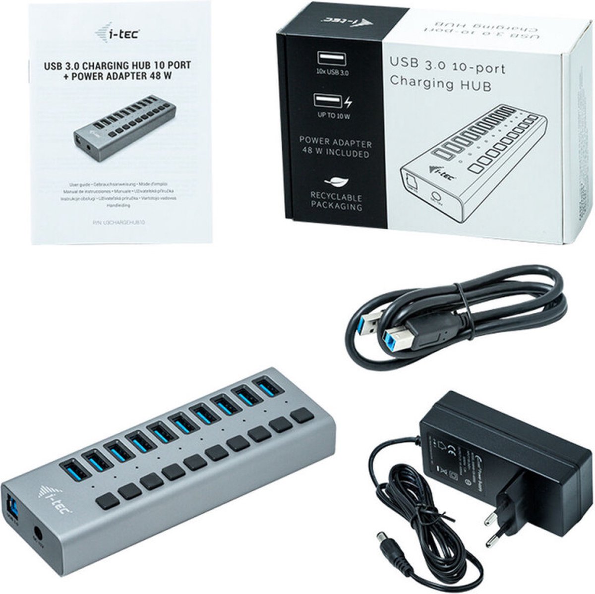 i-tec USB Oplader 10-poorts 48W