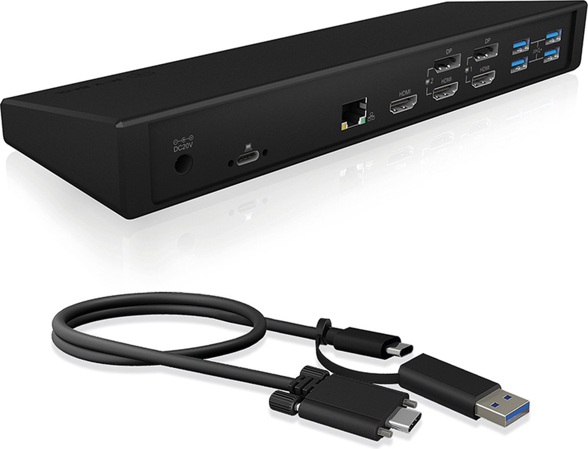 ICY BOX IB-DK2244AC USB 3.2 Gen 1 Type-C Dockingstation Zwart