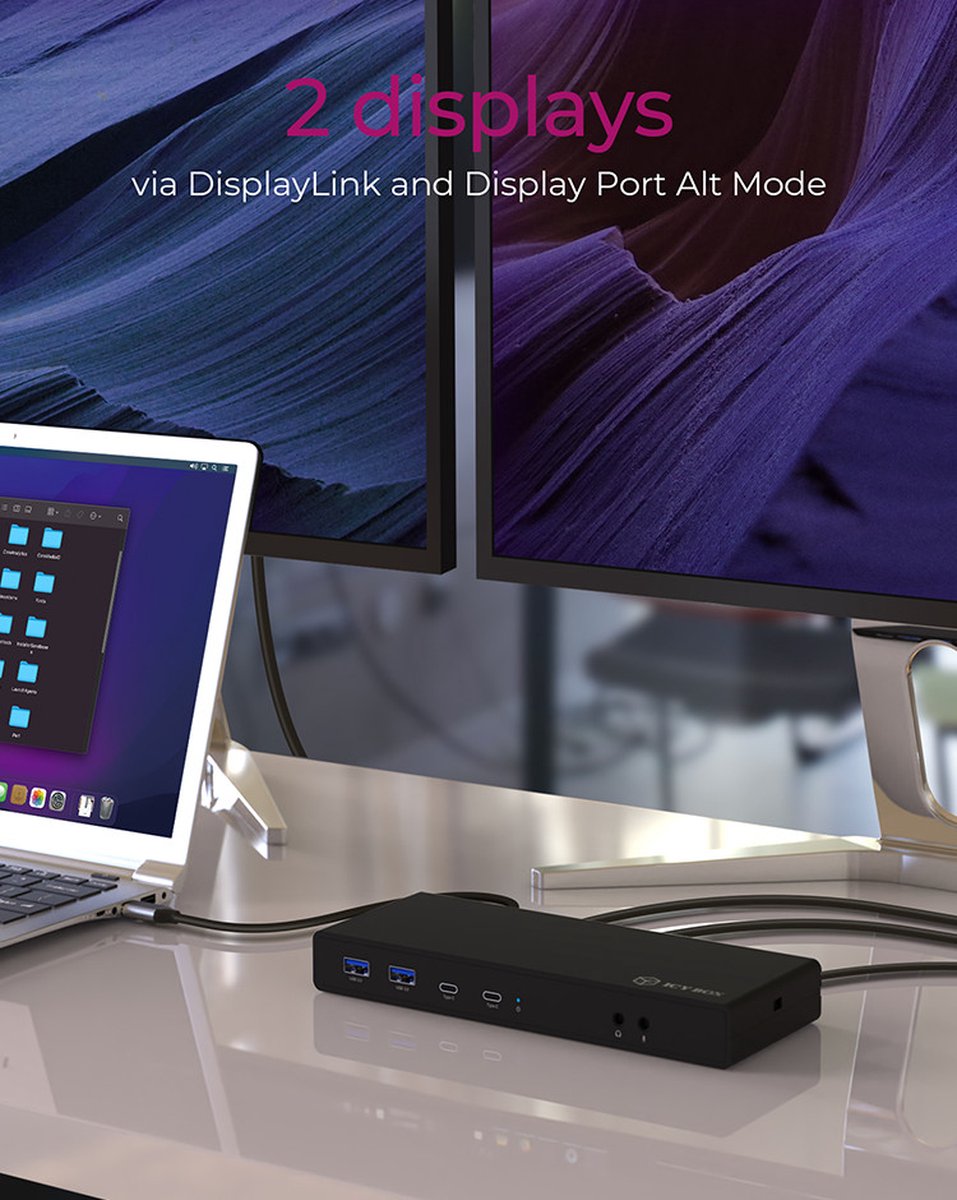 ICY BOX IB-DK2245AC USB 3.2 Gen 1 Type-C Dockingstation Zwart