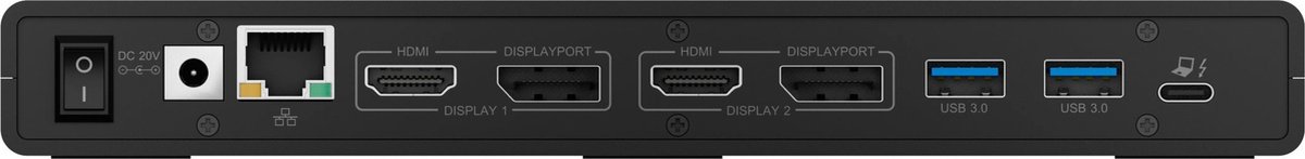 ICY BOX IB-DK2245AC USB 3.2 Gen 1 Type-C Dockingstation Zwart