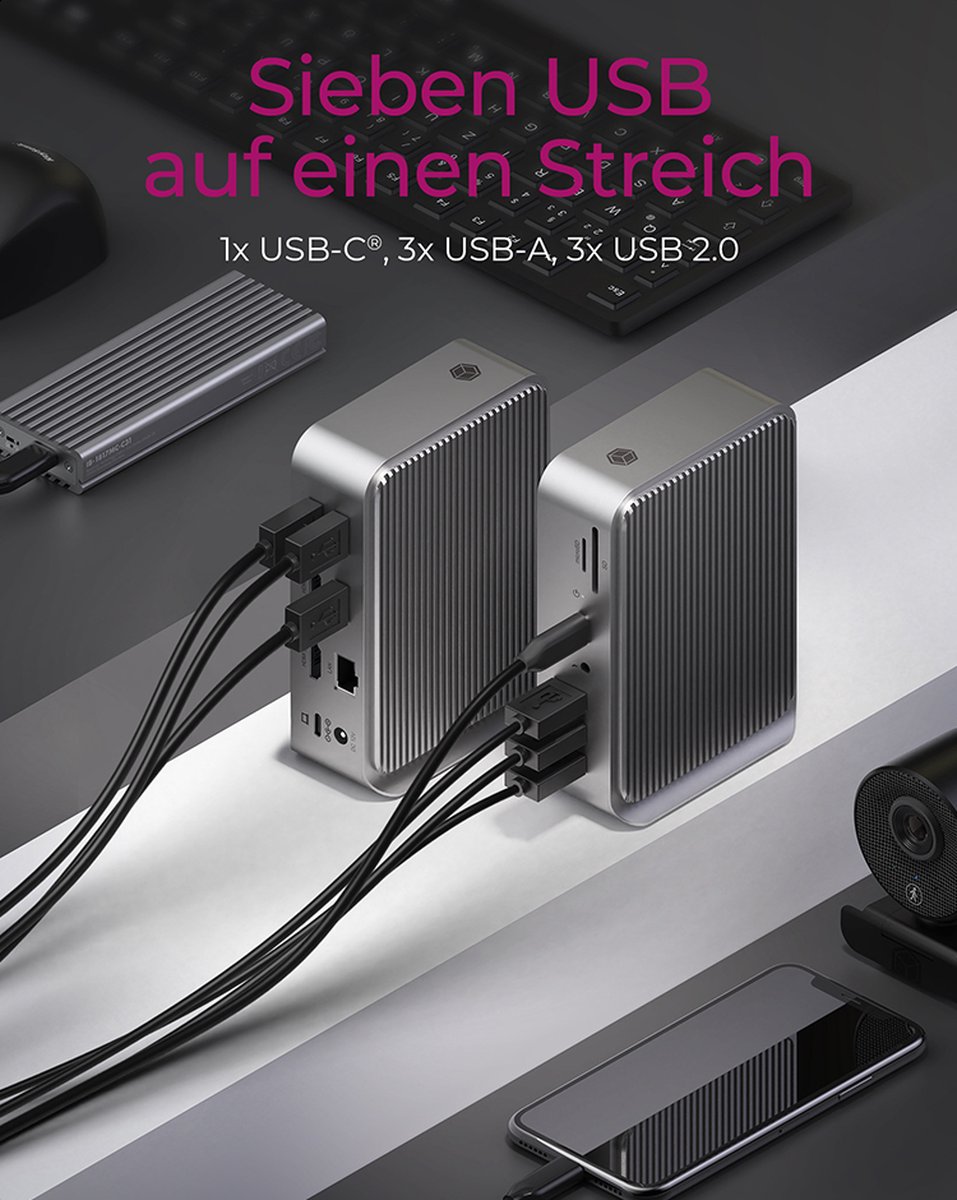ICY BOX IB-DK2261AC USB 3.2 Gen 1 Type-C Dockingstation Antraciet