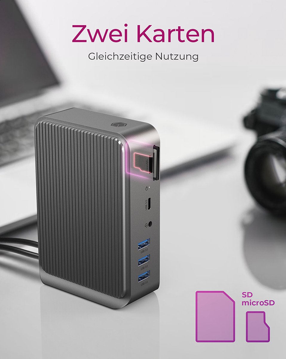 ICY BOX IB-DK2261AC USB 3.2 Gen 1 Type-C Dockingstation Antraciet