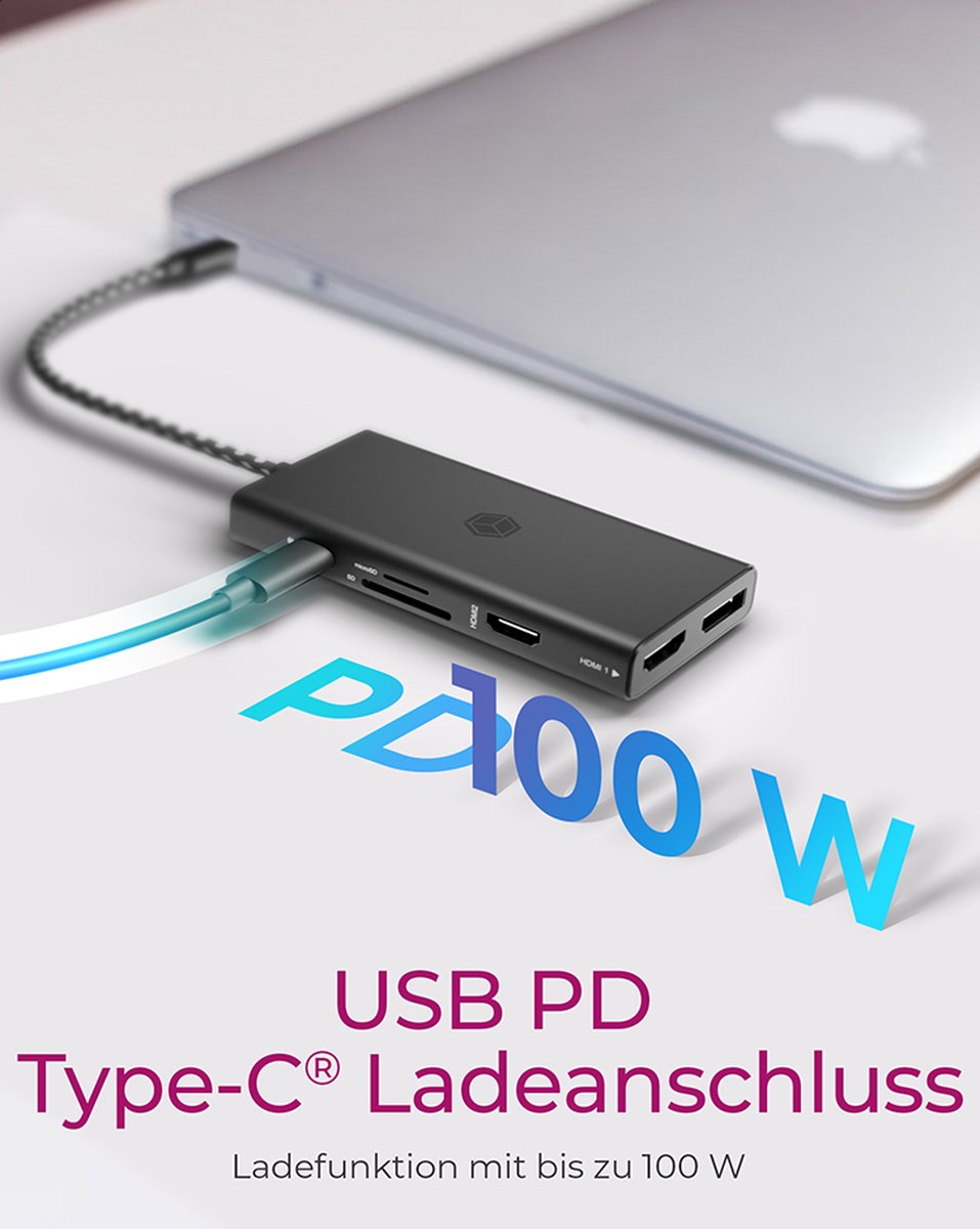 ICY BOX IB-DK4011-CPD USB 3.2 Gen 1 Type-C Docking Station Zwart